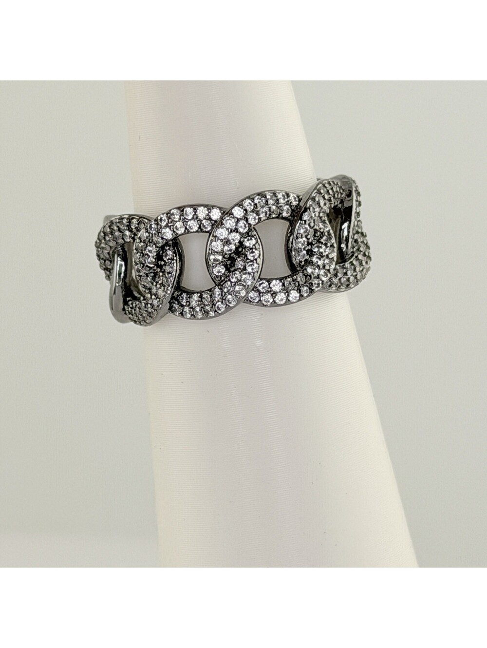 Bomb Party Ring Sz 7 RARE UNICORN "Glamour Is My Alibi" CZ on Hematite Link
